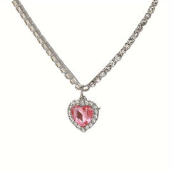 Pink Sparkling Necklace Stars Clavicle Chain Sweet Necklace