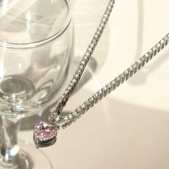 Pink Sparkling Necklace Stars Clavicle Chain Sweet Necklace