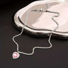 Pink Sparkling Necklace Stars Clavicle Chain Sweet Necklace