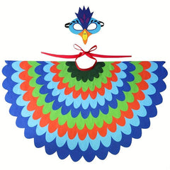Kids Peacock Feathered Bird Wings Costume with Mask