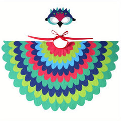 Kids Peacock Feathered Bird Wings Costume with Mask