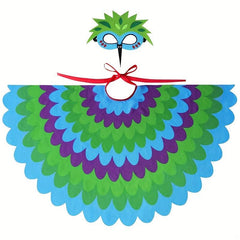 Kids Peacock Feathered Bird Wings Costume with Mask