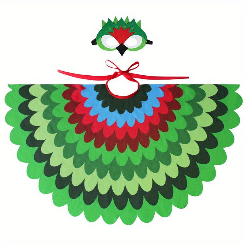 Kids Peacock Feathered Bird Wings Costume with Mask