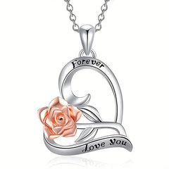 Rose Necklace Heart Shaped Pendant Toy Gift