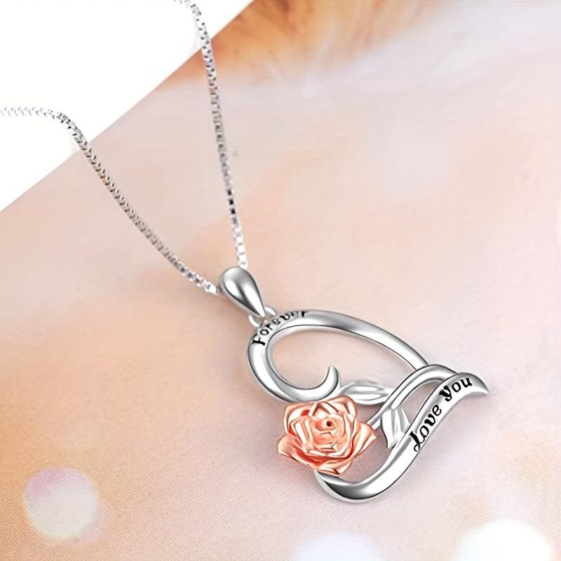 Rose Necklace Heart Shaped Pendant Toy Gift