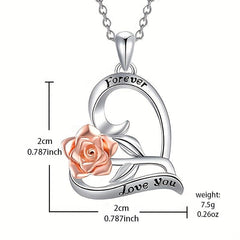 Rose Necklace Heart Shaped Pendant Toy Gift