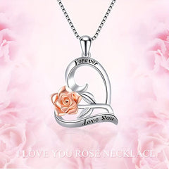 Rose Necklace Heart Shaped Pendant Toy Gift