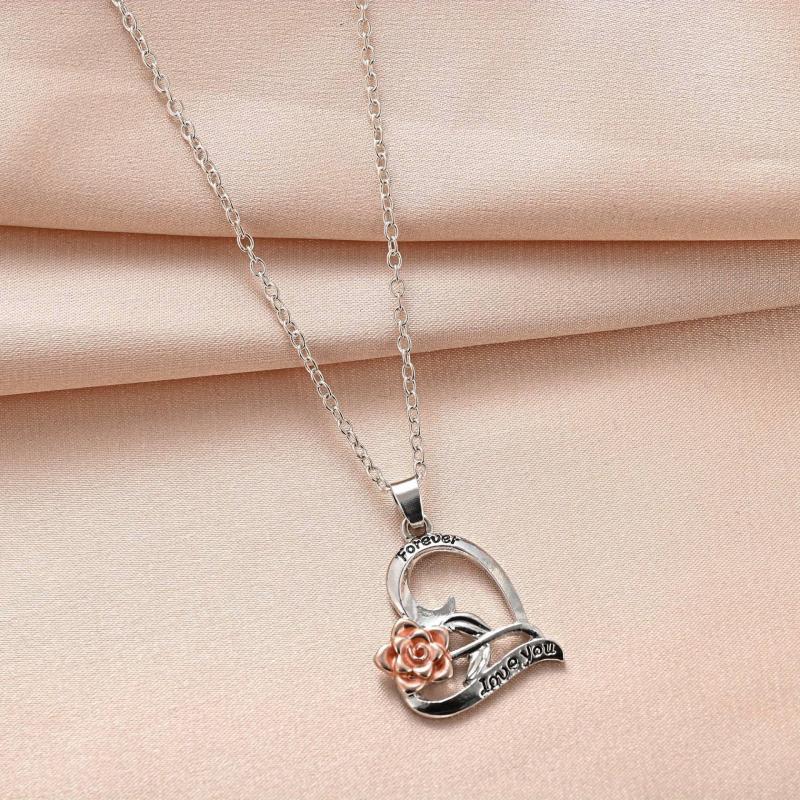 Rose Necklace Heart Shaped Pendant Toy Gift