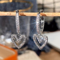 Heart Shaped Crystal Earrings - Sweet Love Gift for Women