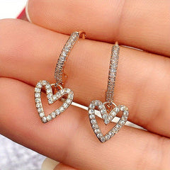 Heart Shaped Crystal Earrings - Sweet Love Gift for Women