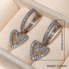 Heart Shaped Crystal Earrings - Sweet Love Gift for Women