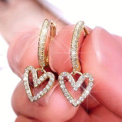Heart Shaped Crystal Earrings - Sweet Love Gift for Women