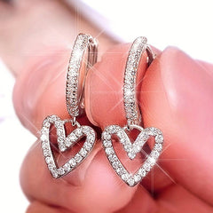 Heart Shaped Crystal Earrings - Sweet Love Gift for Women