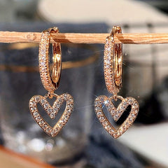 Heart Shaped Crystal Earrings - Sweet Love Gift for Women