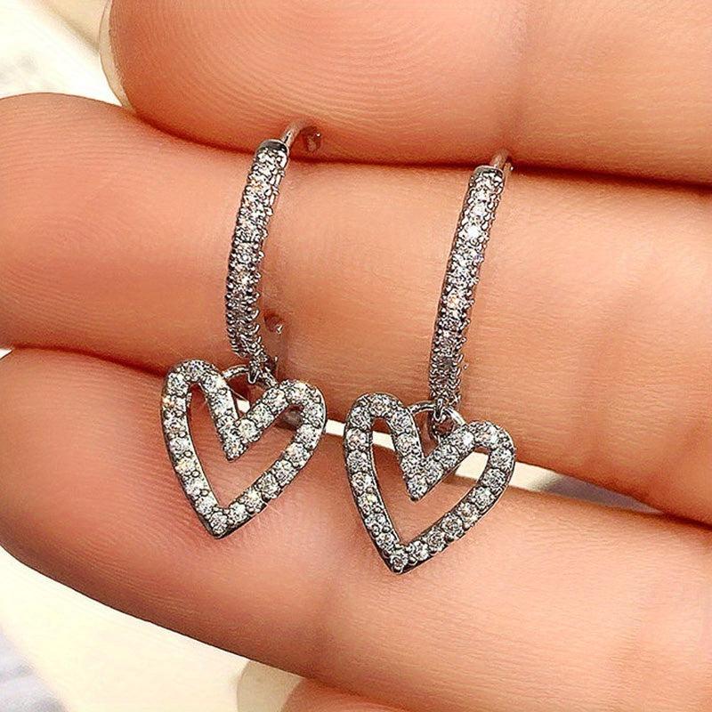 Heart Shaped Crystal Earrings - Sweet Love Gift for Women