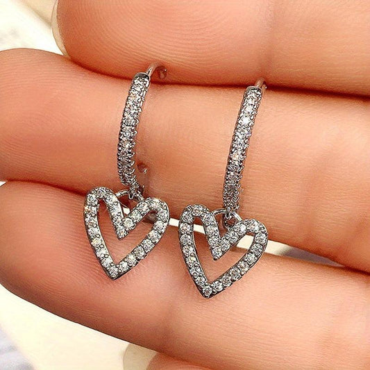 Heart Shaped Crystal Earrings - Sweet Love Gift for Women