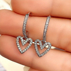 Heart Shaped Crystal Earrings - Sweet Love Gift for Women