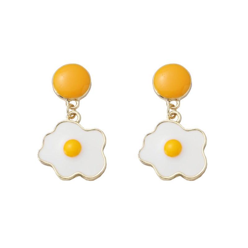 Poached Eggs Fun Stud Earrings Girl Creative Ear Clips