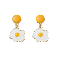 Poached Eggs Fun Stud Earrings Girl Creative Ear Clips