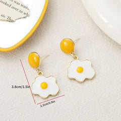 Poached Eggs Fun Stud Earrings Girl Creative Ear Clips