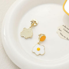 Poached Eggs Fun Stud Earrings Girl Creative Ear Clips