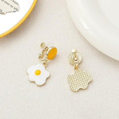 Poached Eggs Fun Stud Earrings Girl Creative Ear Clips