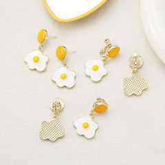 Poached Eggs Fun Stud Earrings Girl Creative Ear Clips