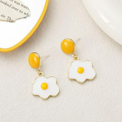 Poached Eggs Fun Stud Earrings Girl Creative Ear Clips