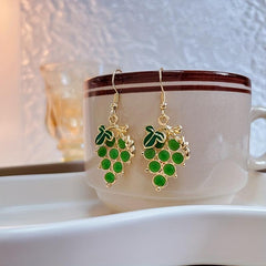 Purple & Green Grape Drop Earrings Dangle Hook Earrings Gift 1 Pair