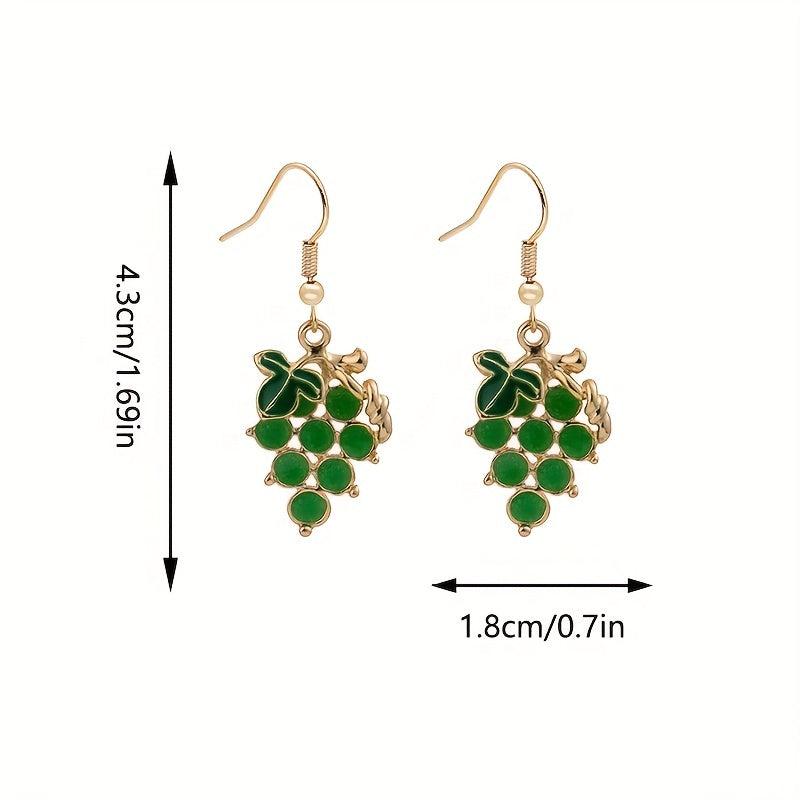 Purple & Green Grape Drop Earrings Dangle Hook Earrings Gift 1 Pair