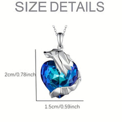 Wolf and Heart Crystal Pendant Necklace - Ideal Gift for Any Occasion