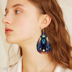 Wolf Moon Dream Catcher Teardrop Earrings
