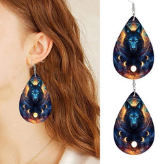 Wolf Moon Dream Catcher Teardrop Earrings