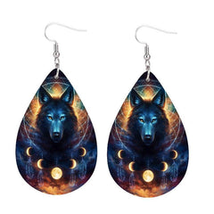 Wolf Moon Dream Catcher Teardrop Earrings