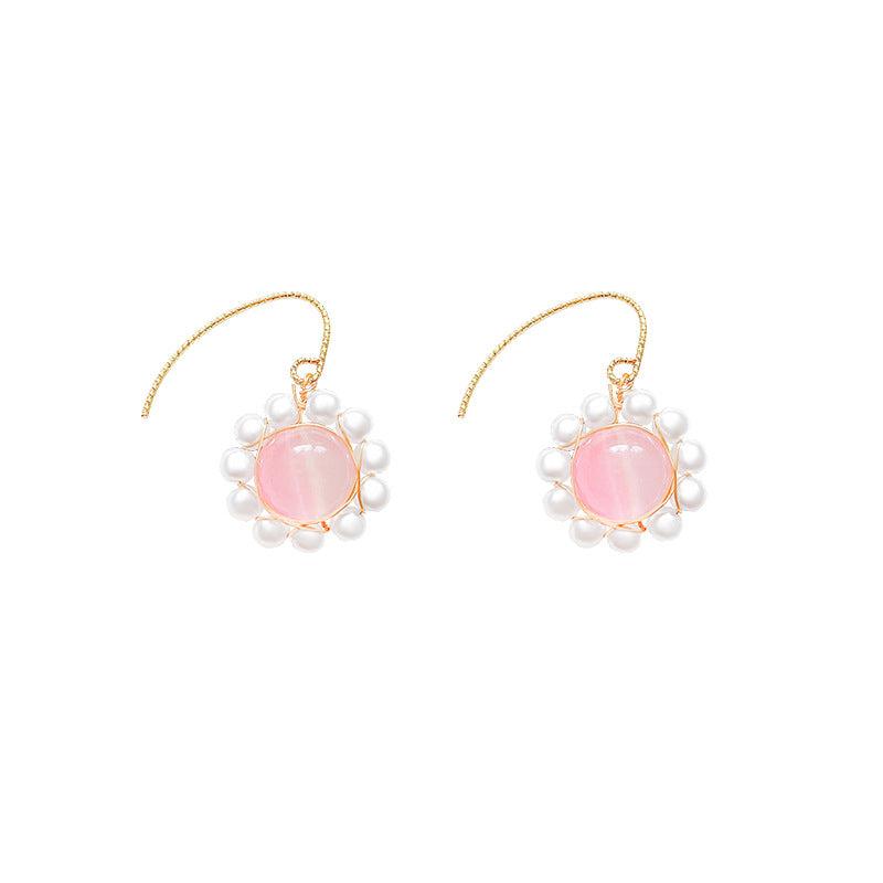 Pink Sweet Pearl Earrings Niche Lady Earrings