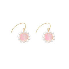 Pink Sweet Pearl Earrings Niche Lady Earrings