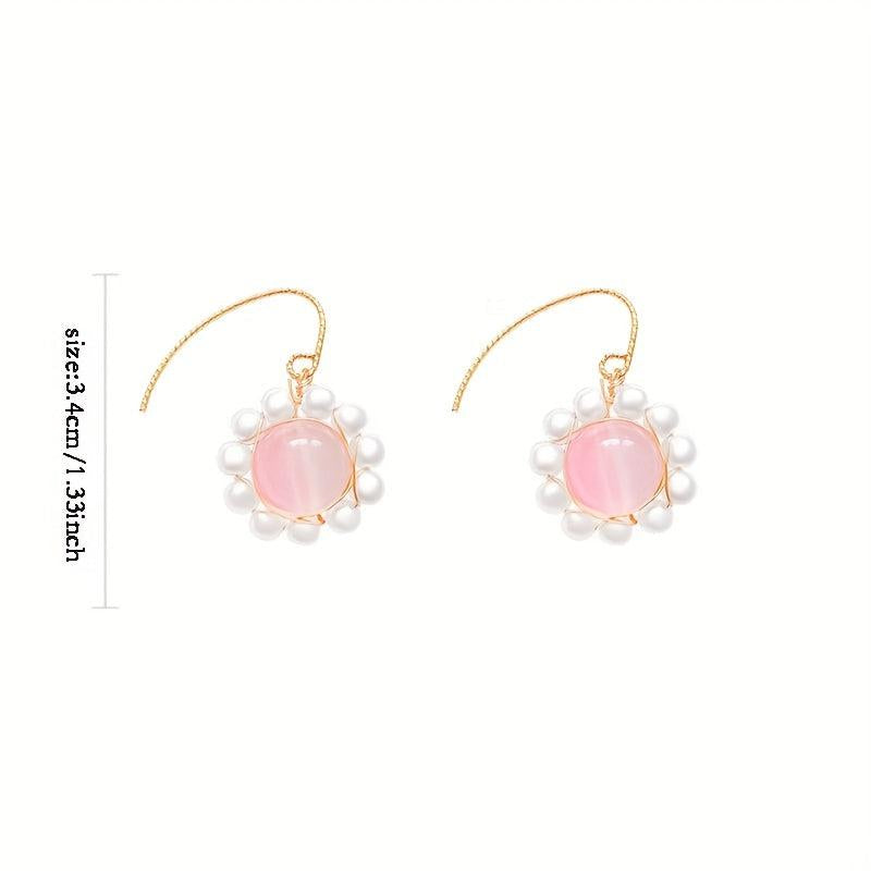 Pink Sweet Pearl Earrings Niche Lady Earrings