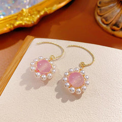 Pink Sweet Pearl Earrings Niche Lady Earrings