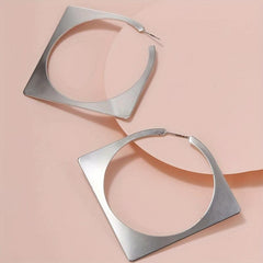 Silver Rhombus Hoop Earrings For Women