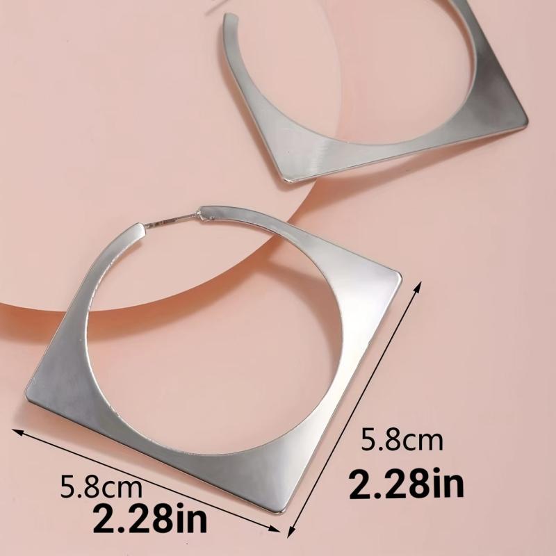 Silver Rhombus Hoop Earrings For Women