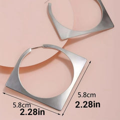 Silver Rhombus Hoop Earrings For Women