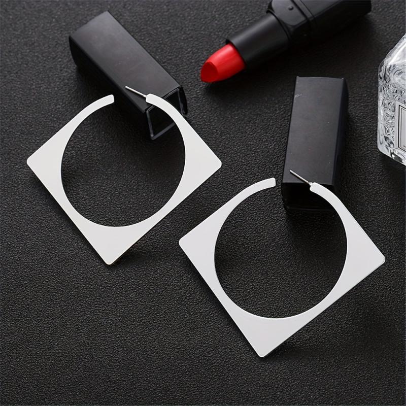 Silver Rhombus Hoop Earrings For Women