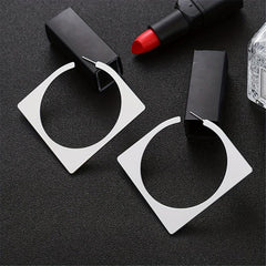 Silver Rhombus Hoop Earrings For Women