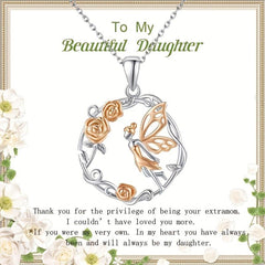 Delicate Rose Pendant Necklace Ladies Banquet Jewelry