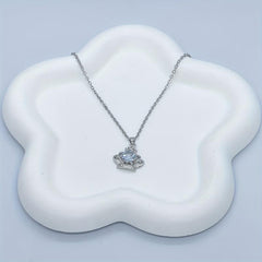 Crown Rhinestone Charm Queen Pendant Necklace Stainless Steel Chain