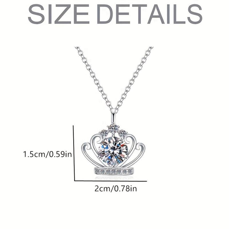 Crown Rhinestone Charm Queen Pendant Necklace Stainless Steel Chain