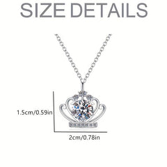 Crown Rhinestone Charm Queen Pendant Necklace Stainless Steel Chain