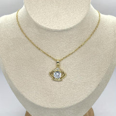 Crown Rhinestone Charm Queen Pendant Necklace Stainless Steel Chain