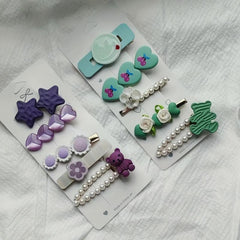 Cute Bear Bow Hair Clip Set