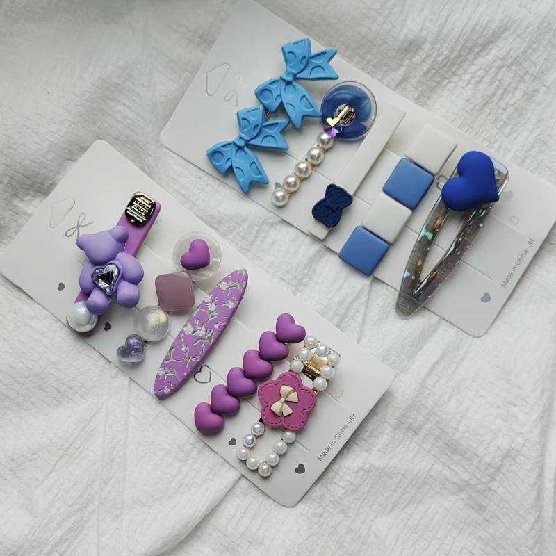 Cute Bear Bow Hair Clip Set